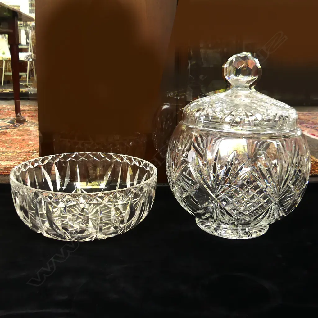 CRYSTAL PUNCH BOWL & BOWL 250mm dia Image 1++