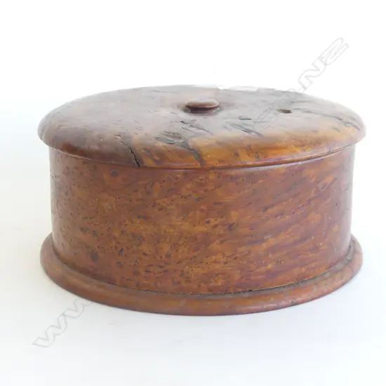 BURR TIMBER LIDDED BOX 215mm dia
