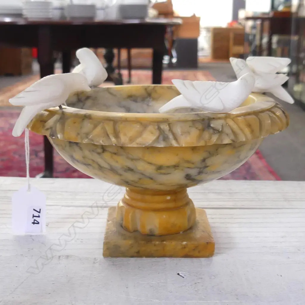 SMALL ALABASTER BIRD BATH 180mm dia Image 1++