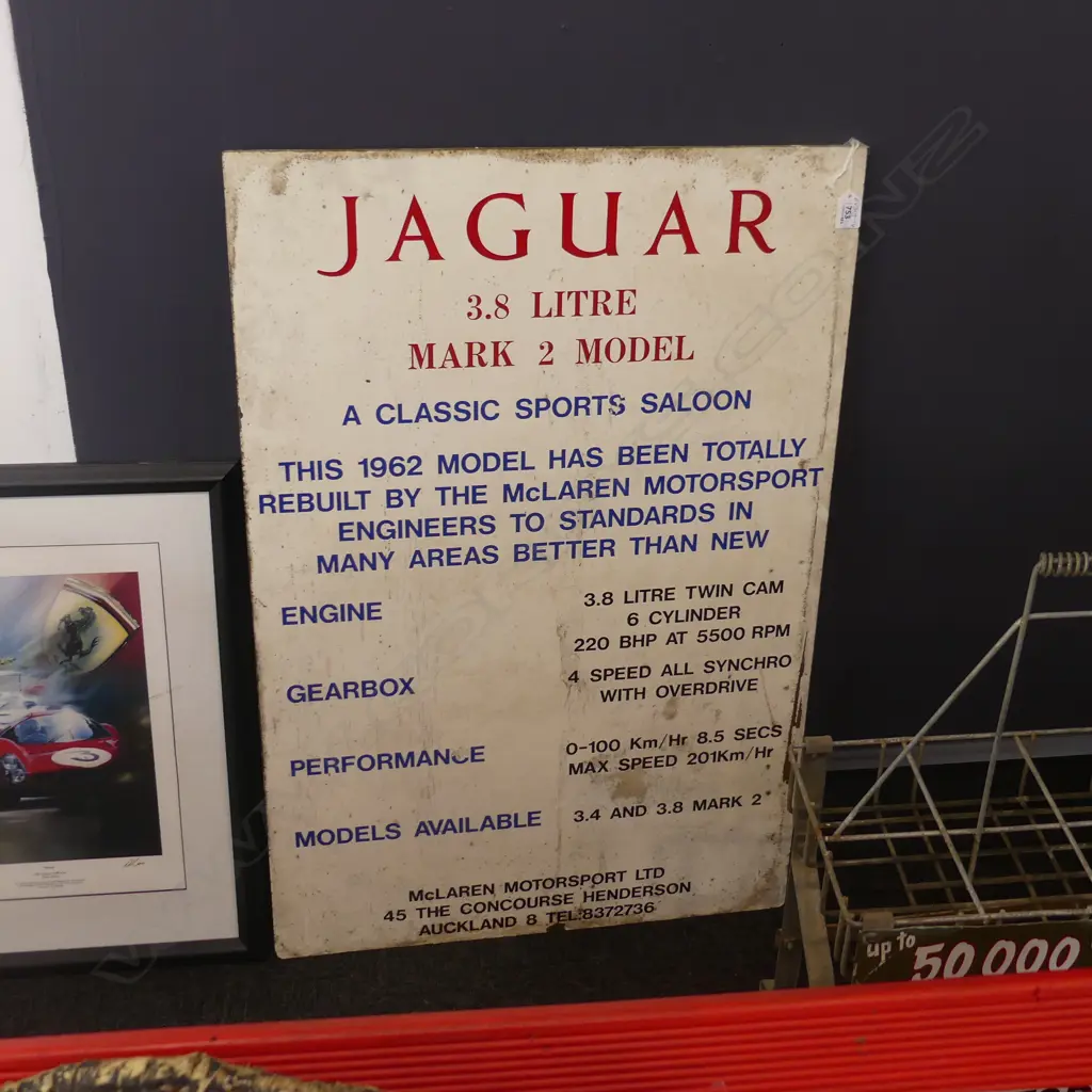 VINTAGE JAGUAR ADVERTISING SIGN 900 X 600MM Image 1++