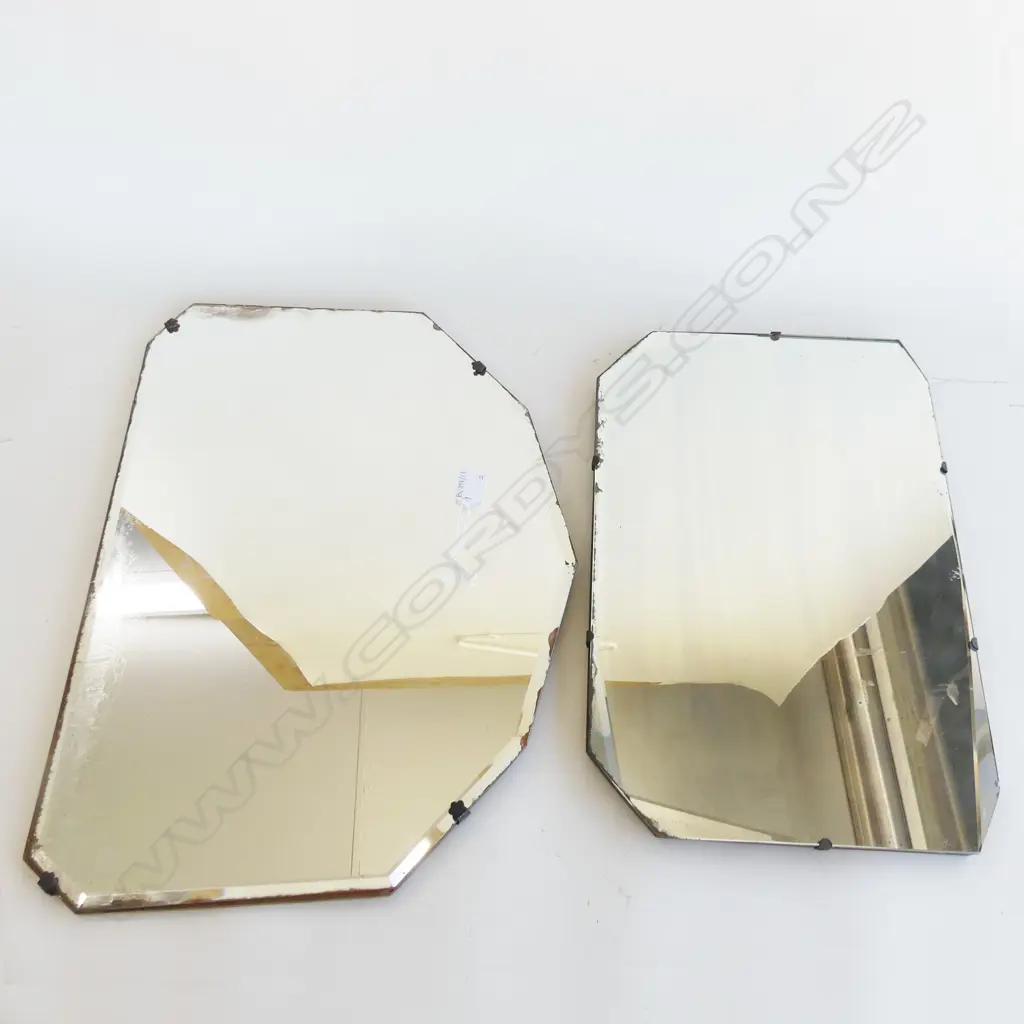 2 VINTAGE DECO BEVELED MIRRORS 540x405mm Image 1++