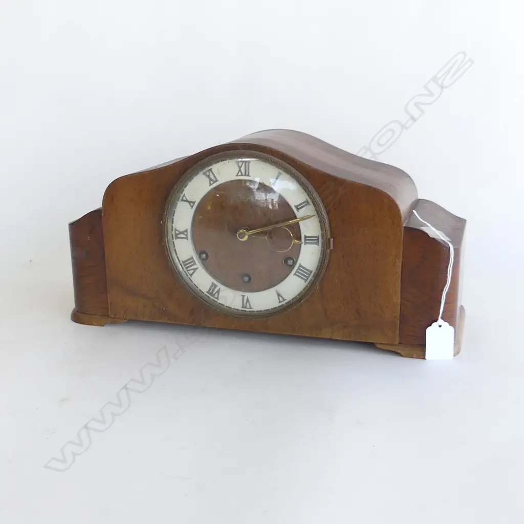 OLD WOODEN MANTLE CLOCK, L. 380MM Image 1++