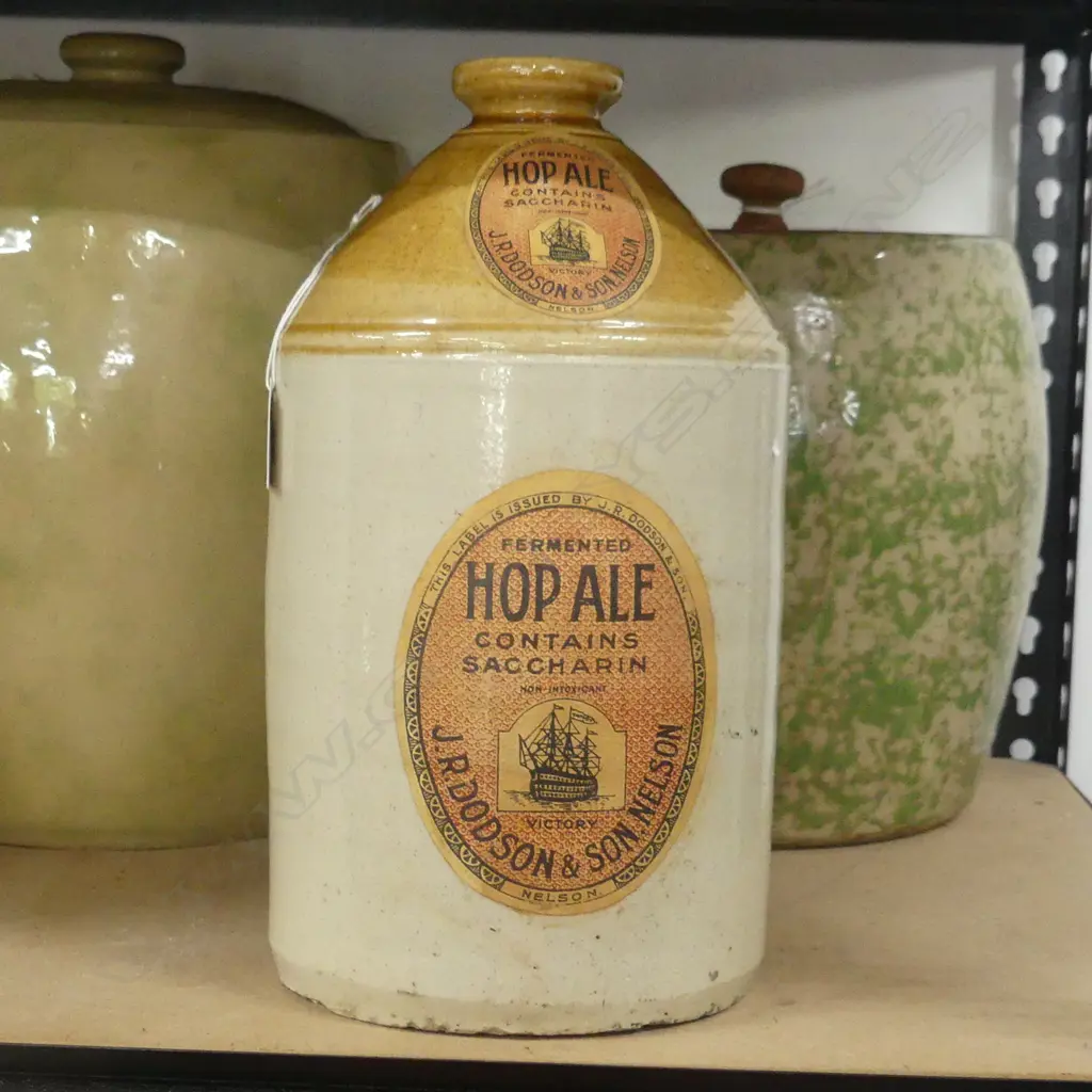 STONEWARE CROCK - JR DODSON NELSON LABELS H. 335MM Image 1++