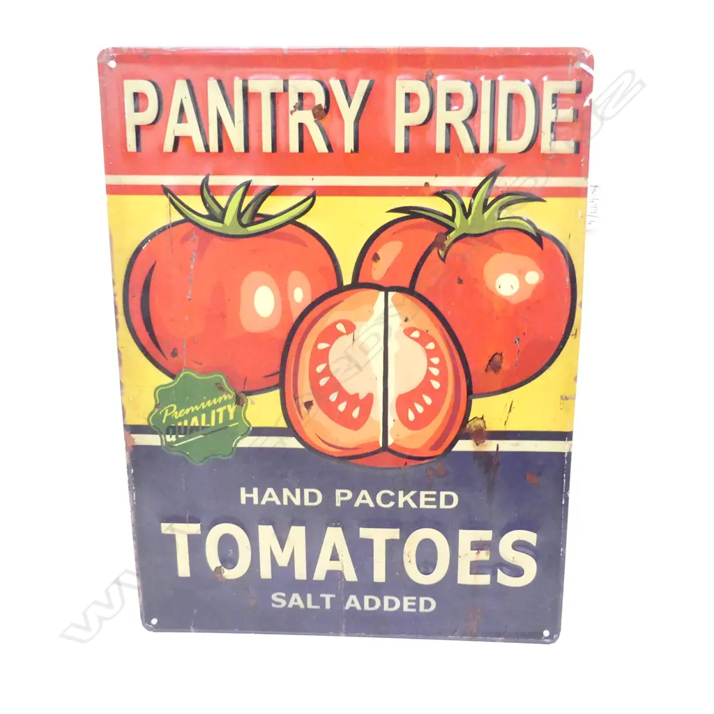 VINTAGE STYLE METAL SIGN 'PANTRY PRIDE TOMATOES' 400x300mm Image 1++
