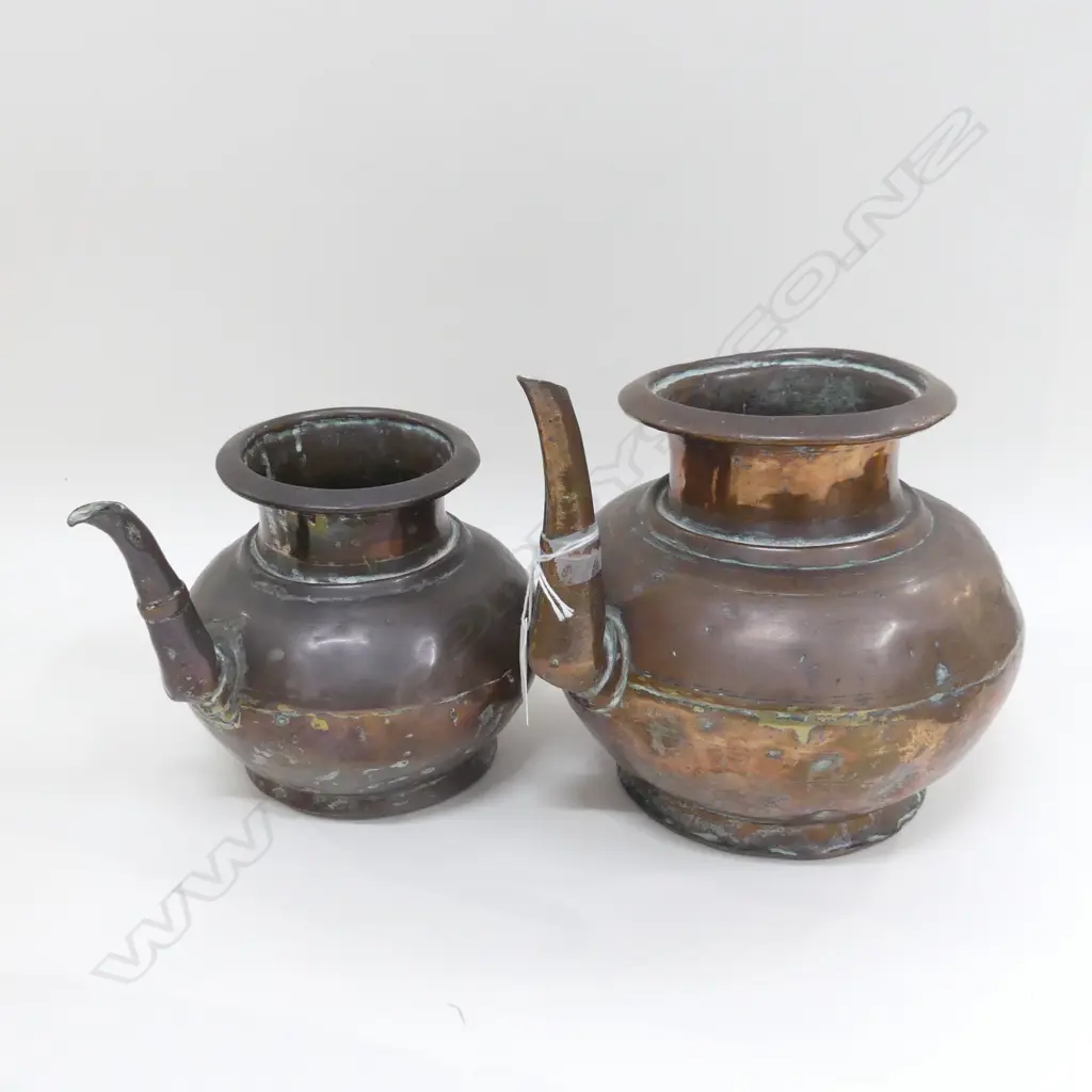 2 CEREMONIAL COPPER WATER POTS, EAST ASIAN Image 1++