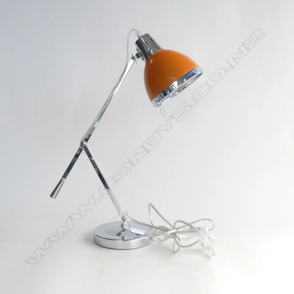 ANGLEPOISE STYLE LAMP; ORANGE & CHROME  Image 1++