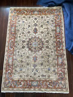 HAND KNOTTED PALE WOOL PILE RUG FINELY KNOTTED 1850x1240mm Image 1++