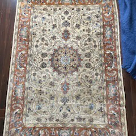 HAND KNOTTED PALE WOOL PILE RUG FINELY KNOTTED 1850x1240mm