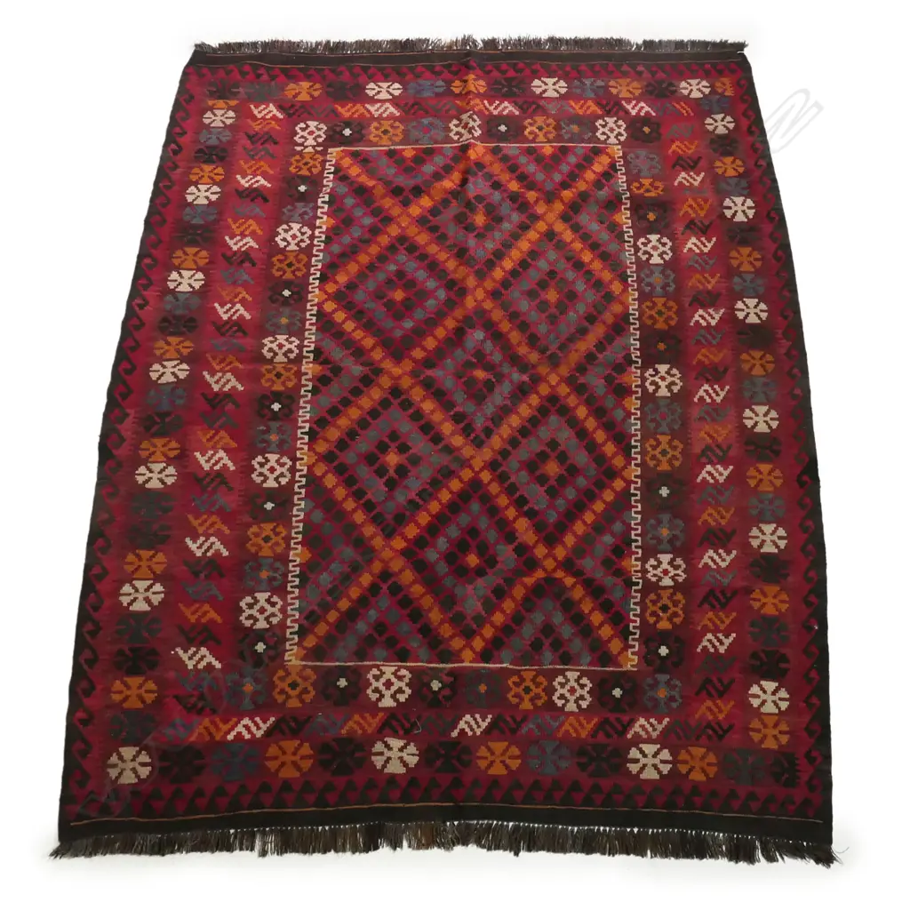 HANDWOVEN KILIM RUG, GEOMETRIC PATTERN, 2330 x 1720mm Image 1++