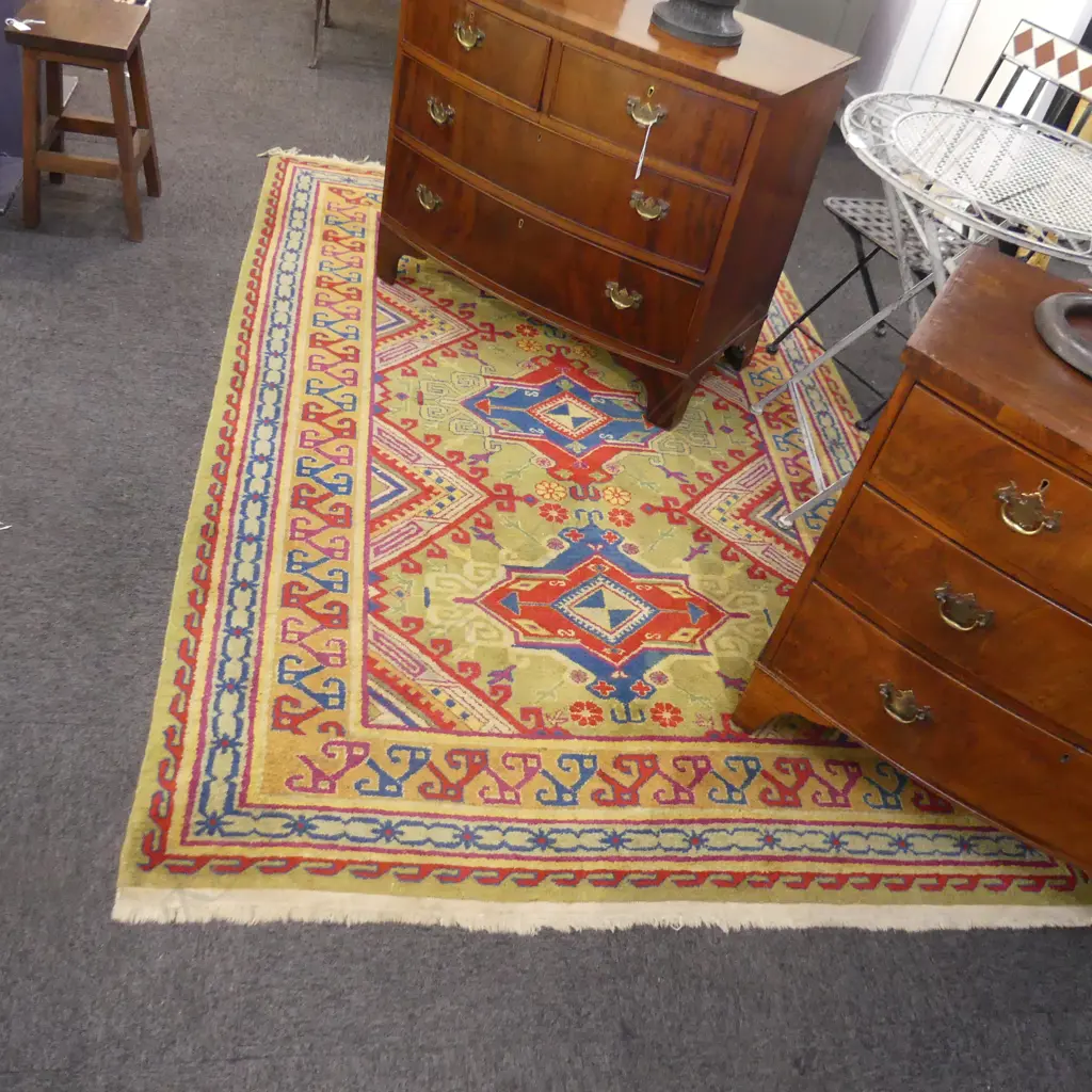 HAND KNOTTED GREEN WOOL PILE RUG 2400x1510mm Image 1++