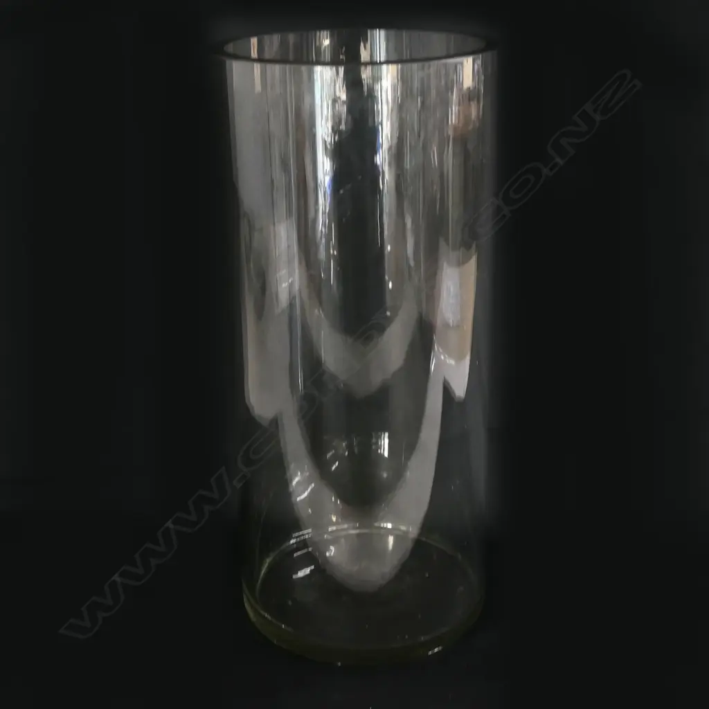 EXTRA LG GLASS CYLINDER VASE H.500mm, SM CHIP TO RIM, DIA. 225mm Image 1++