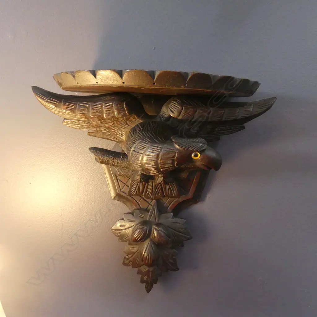 PR LATE 19thC CARVED ELM EAGLE WALL BRACKETS H.350mm Image 1++