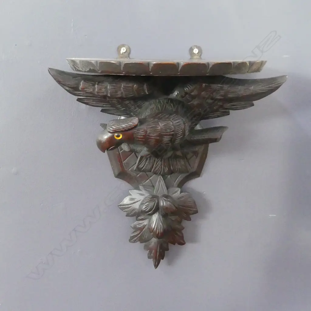 PR LATE 19thC CARVED ELM EAGLE WALL BRACKETS H.350mm Image 1++
