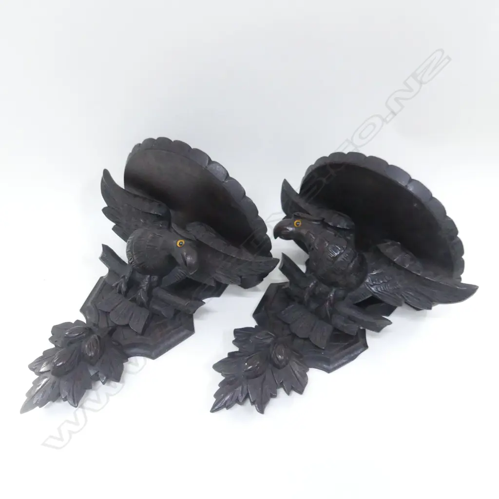 PR LATE 19thC CARVED ELM EAGLE WALL BRACKETS H.350mm Image 1++