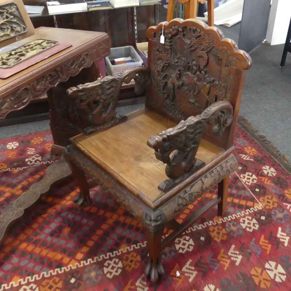 CARVED CHINESE THRONE Image 1++