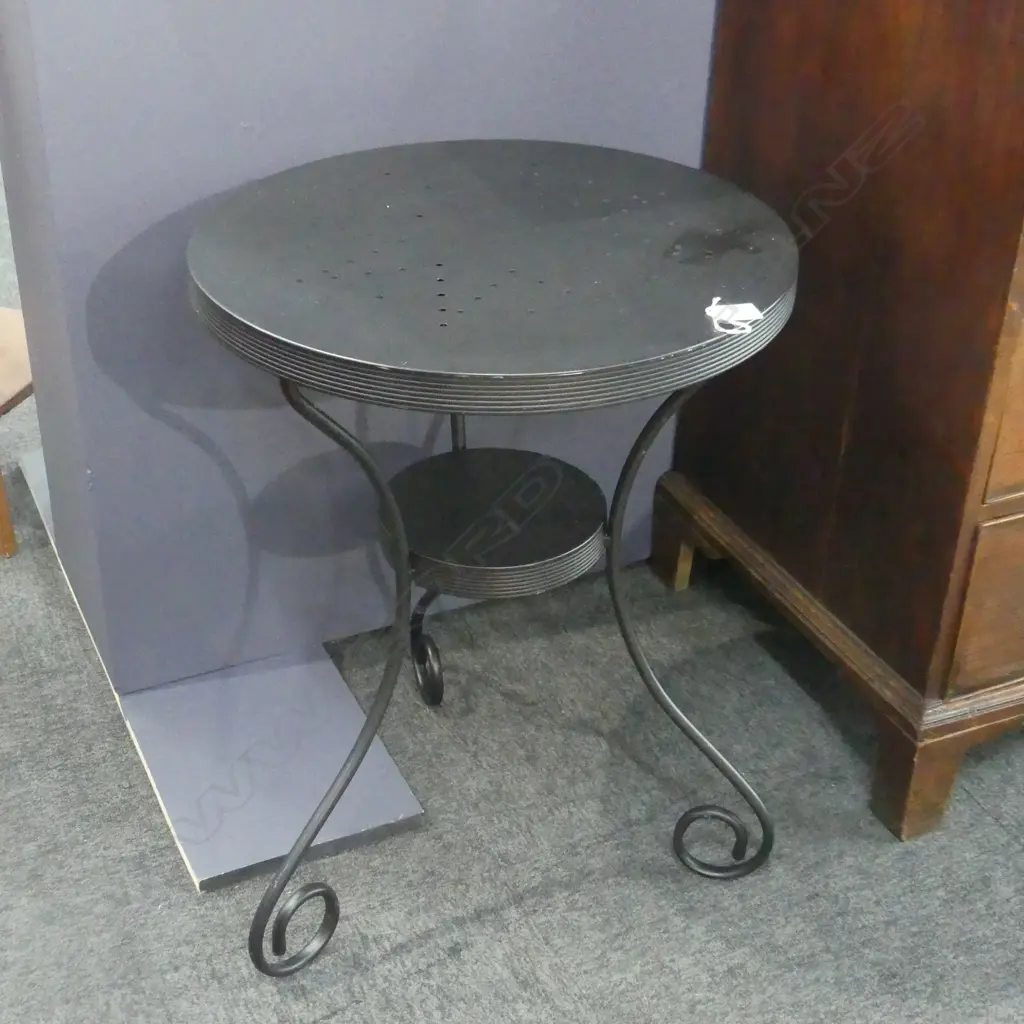 BLACK METAL FRENCH STYLE OUTDOOR TABLE H.650mm / 490mm dia Image 1++