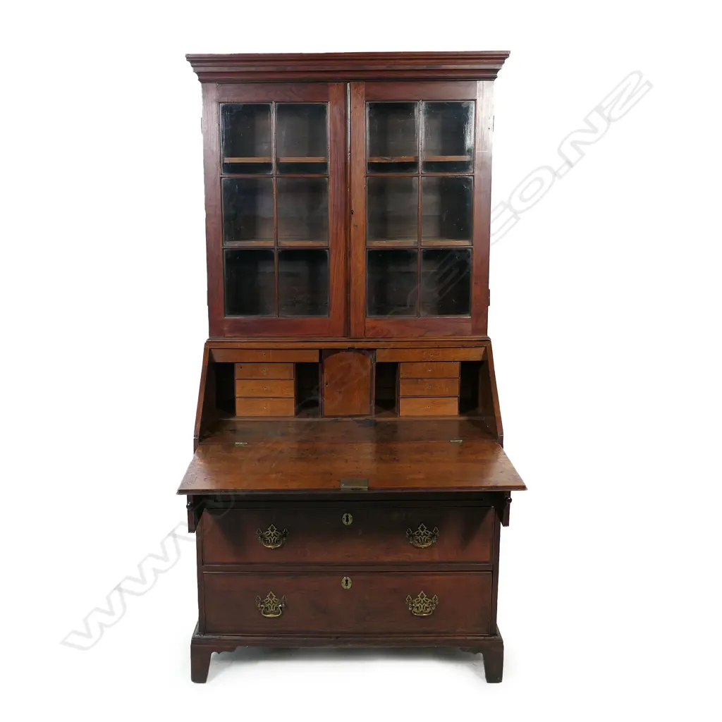 A George III oak bookcase bureau, Image 1++