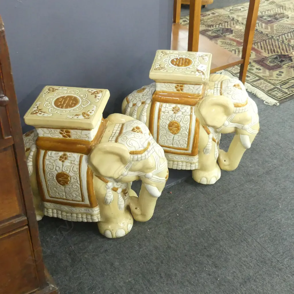 PR CERAMIC ELEPHANT STOOLS H.440mm Image 1++