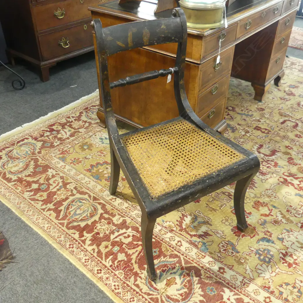 REGENCY CHAIR w. CHINOISERIE FINISH, CANE SEAT Image 1++