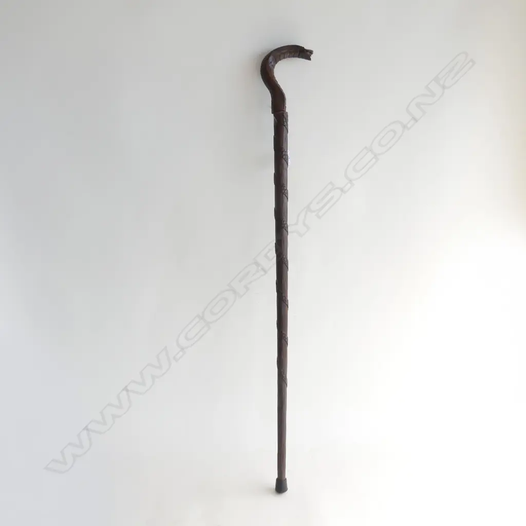 LEATHER BOUND COBRA HEAD WALKING STICK  Image 1++