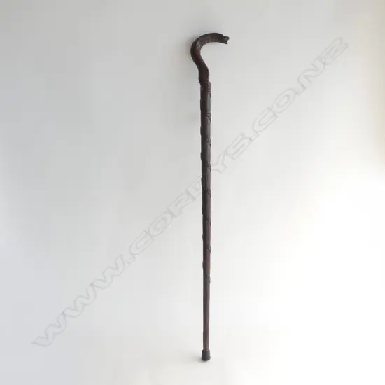 LEATHER BOUND COBRA HEAD WALKING STICK 