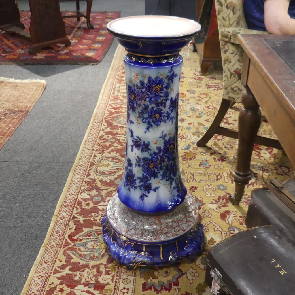 EARLY 20thC CERAMIC PLANT STAND H.830mm FAULTS Image 1++