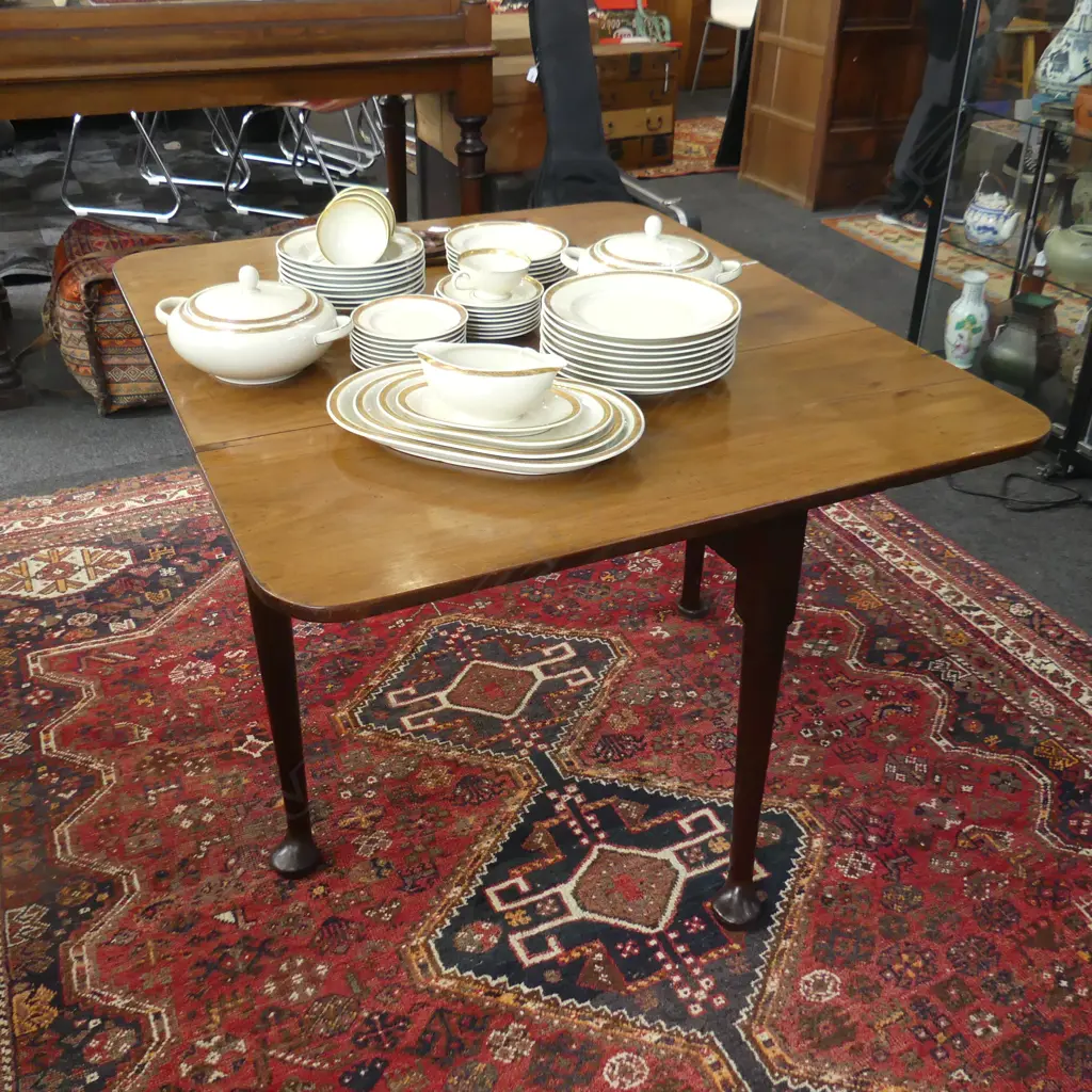 ANTIQUE ENGLISH WALNUT DROP LEAF TABLE c.1830 980x360x720mm  Image 1++