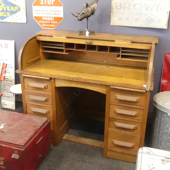 OAK ROLL TOP DESK 1220x675x1060mm