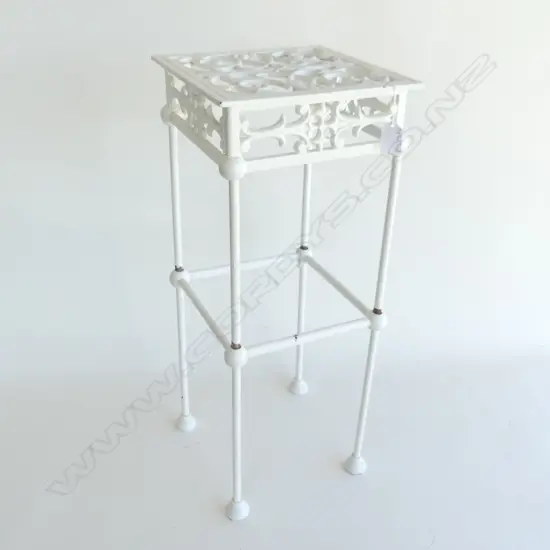 WHITE PAINTED WROUGHT IRON POT STAND 