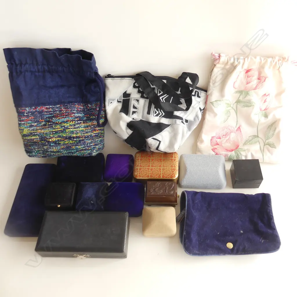 BOX LOT ASST. JEWELLERY CASES ETC Image 1++