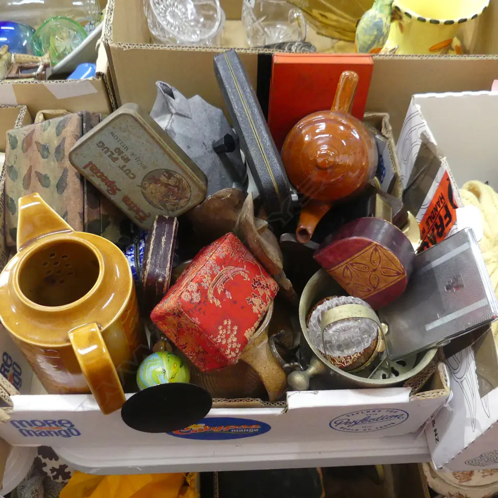 BOX LOT ASST.; COFFEE POTS, EGG CUPS ETC Image 1++