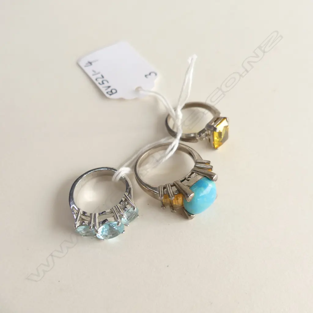 3 STG SILVER & GEM STONE DRESS RINGS Image 1++