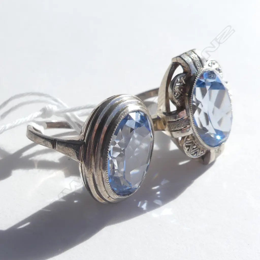 2 DECO STYLE 835 SILVER & TOPAZ ? RINGS 11.8 GRAMS **RTV** Image 1++