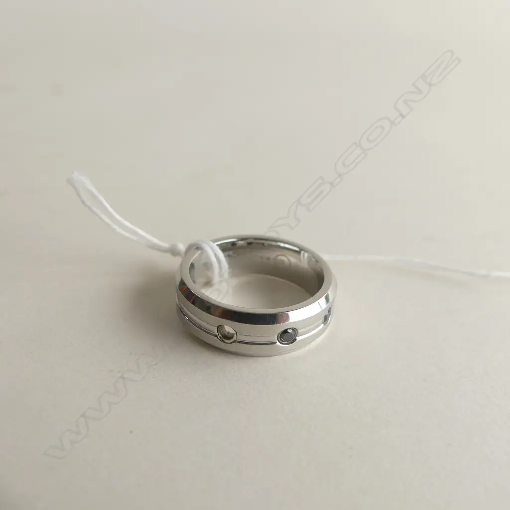 MENS COBALTCHROME BY BENCHMARK WITH BLACK STONES (1 OF 3 STONES MISSING) Image 1++