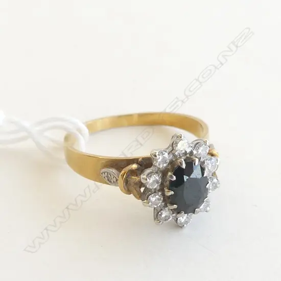 18CT GOLD SAPPHIRE & DIAMOND RING VALUATION $2515
