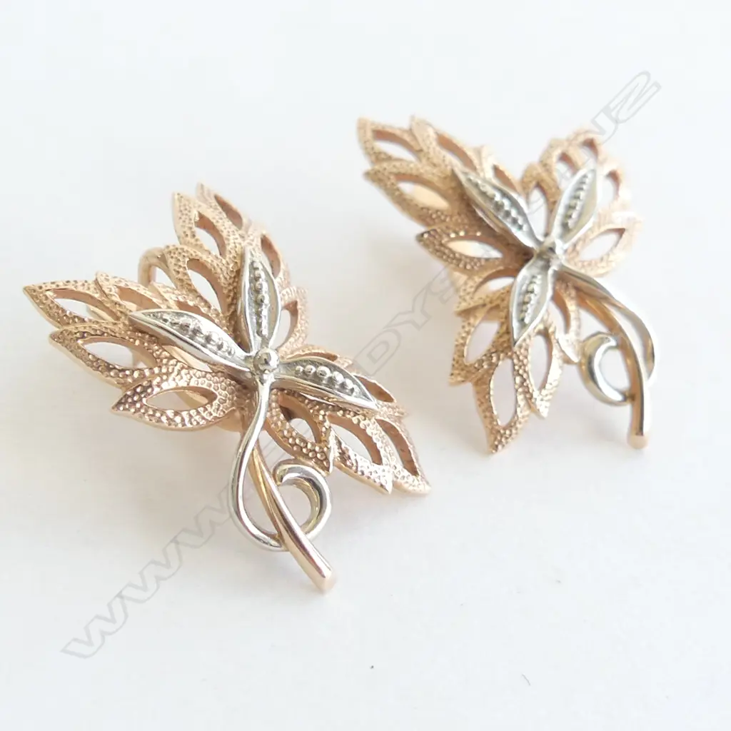 PR 14CT GOLD EARRINGS (MARKED 583 RUSSIAN) 7.8 GRAMS Image 1++