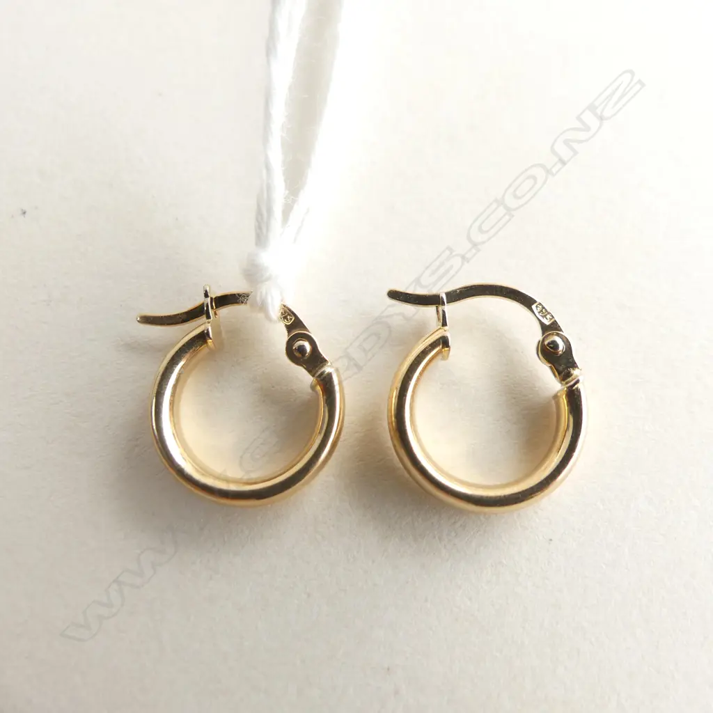 9CT YELLOW GOLD SM HOOP/ SLEEPER EARRINGS 0.9GMS Image 1++