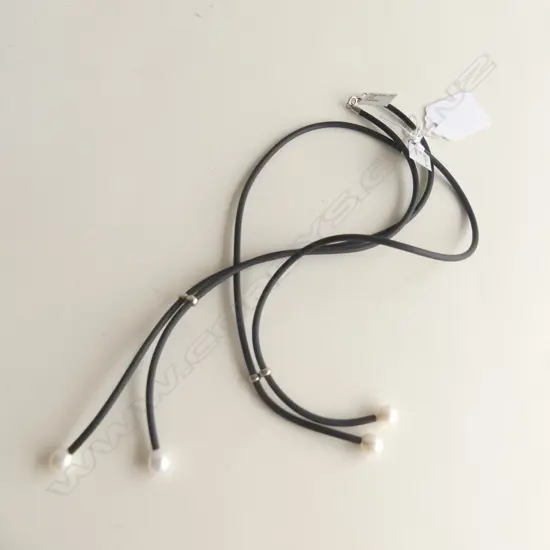 2 STG SILVER, PEARL & BLACK CORD NECKLACES 7.1GMS