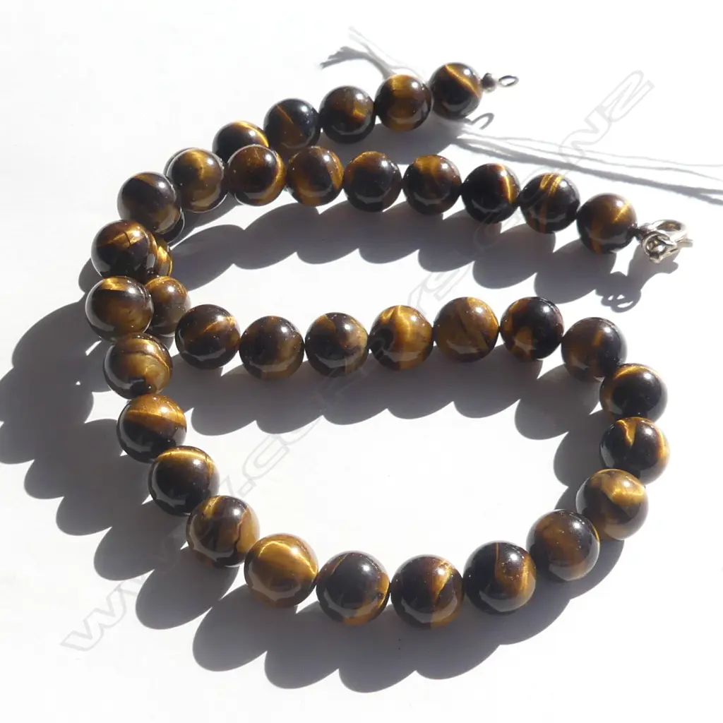 TIGERS EYE BEADED NECKLACE 10mm dia L.410mm Image 1++
