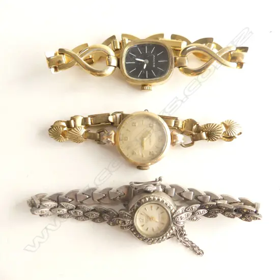 3 VINTAGE LADIES WRIST WATCHES INCL MARCASIT 