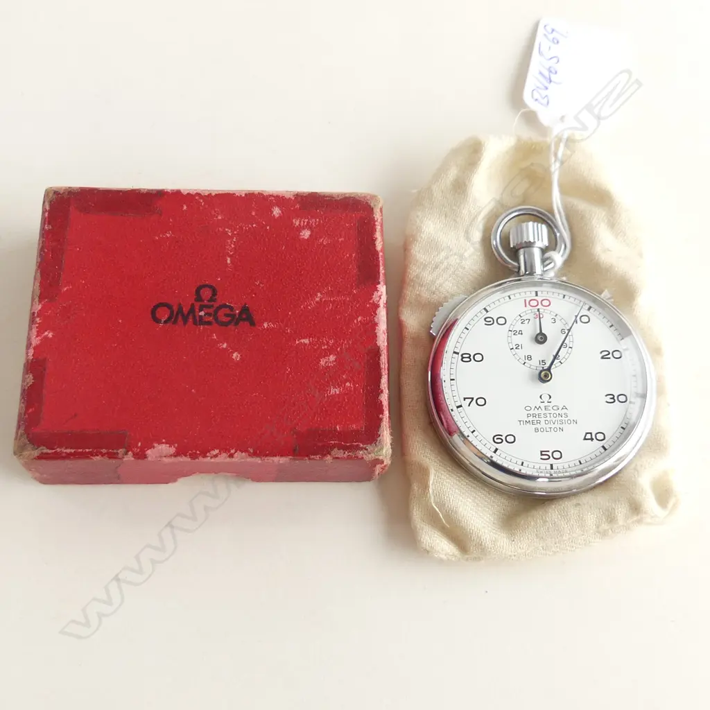 VINTAGE OMEGA CHROME STOP WATCH 'PRESTONS TIMER DIVISION BOLTON' BOXED & WORKING Image 1++