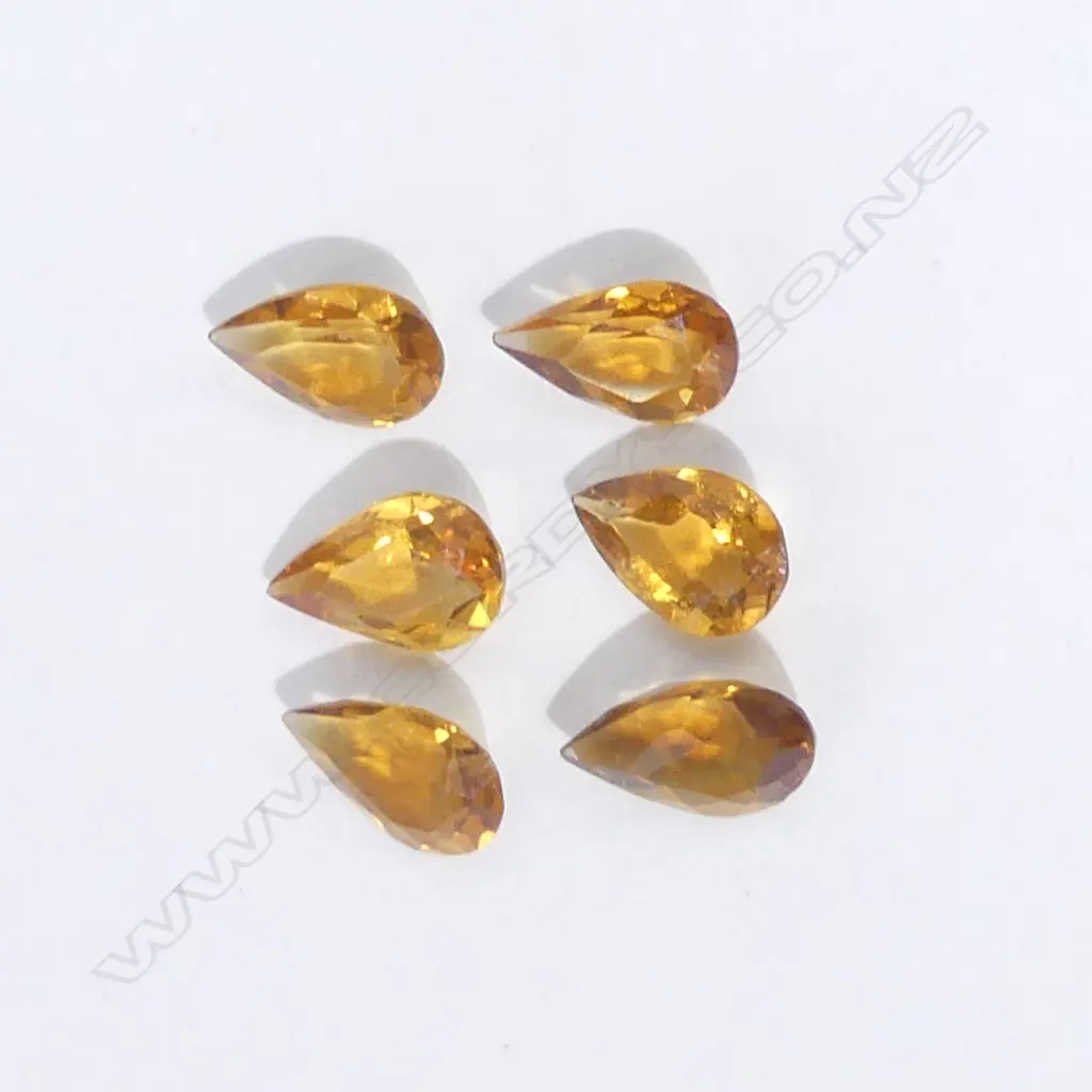 SIX CITRINE STONES, TEAR DROP SHAPE, 5.86CT Image 1++