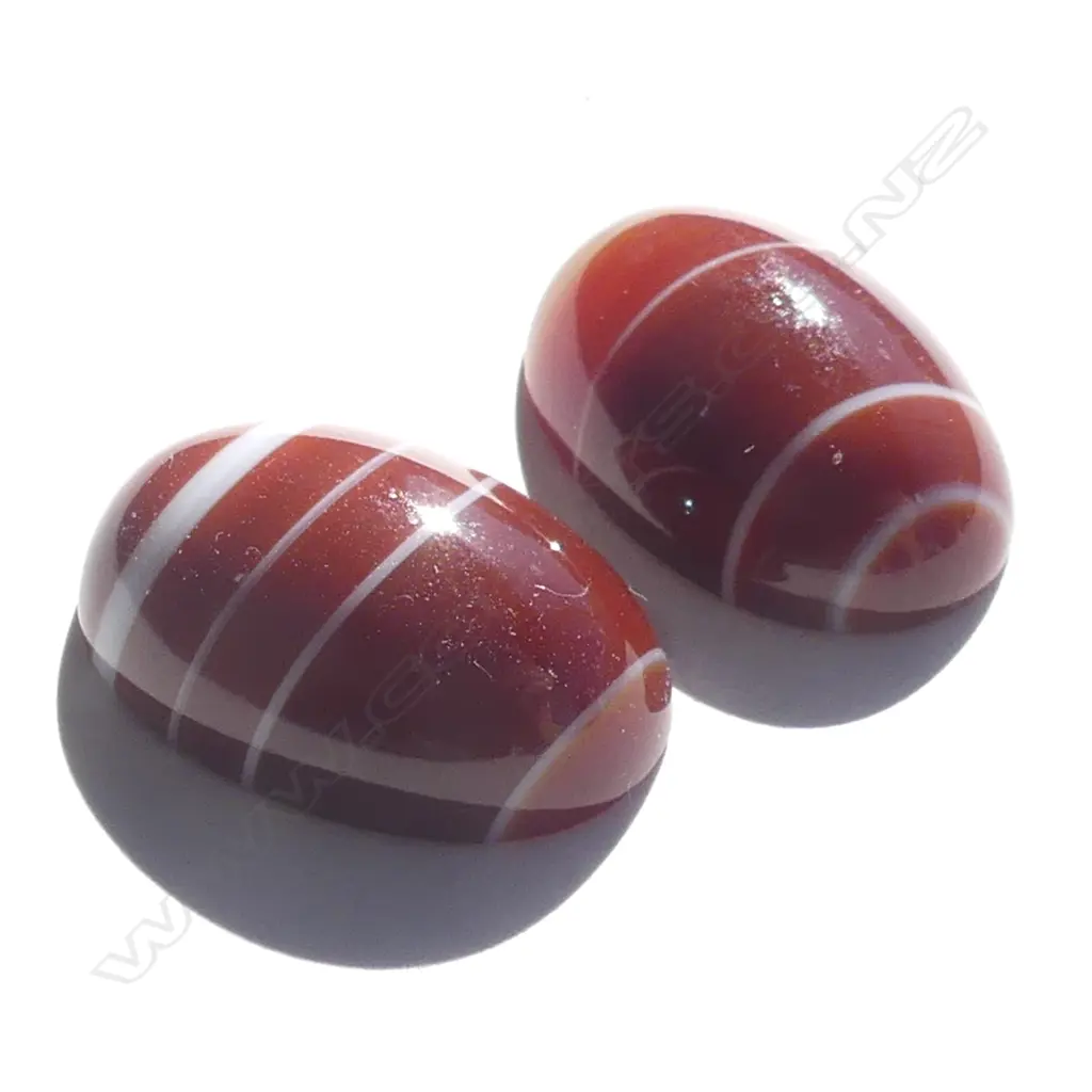 2 LARGE AGATE CABOCHONS WITH LAYERS  Image 1++