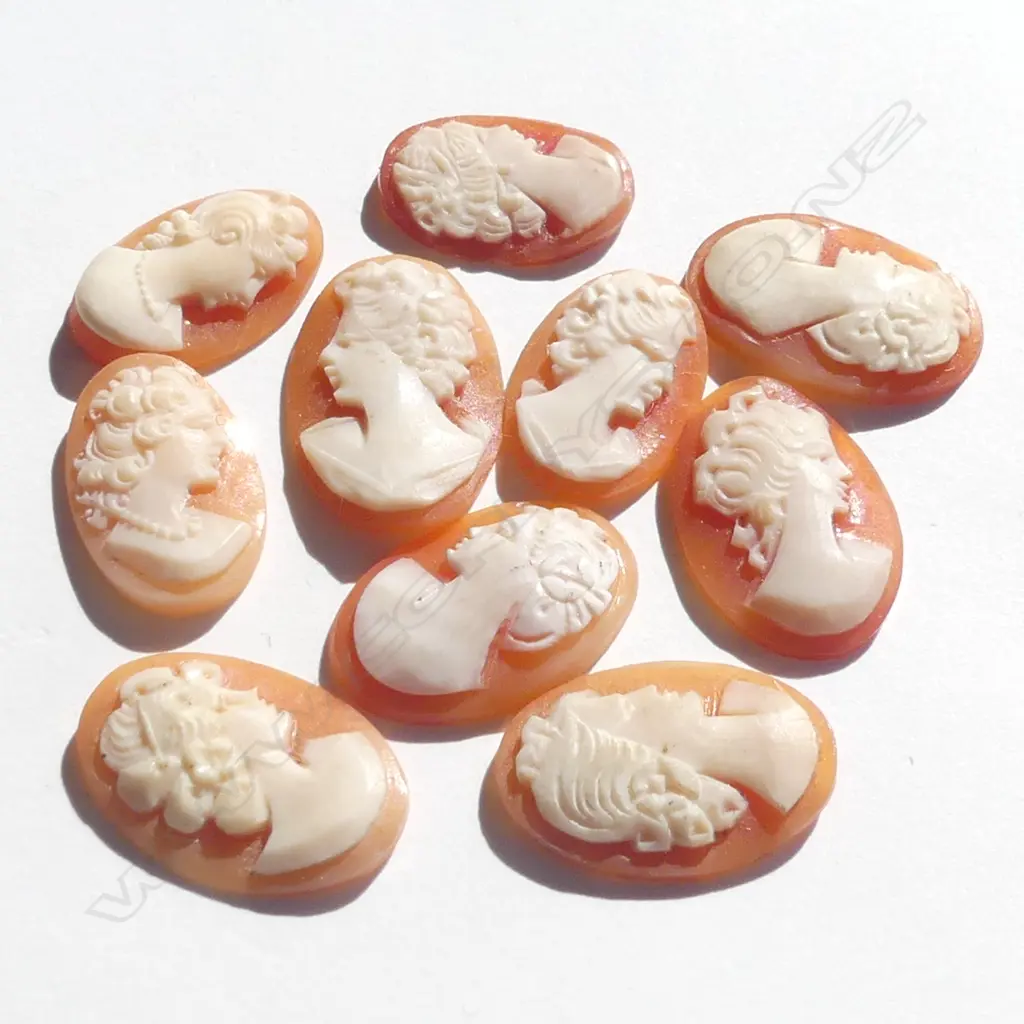 COLLECTION VINTAGE OVAL SHELL ART NOUVEAU CAMEOS Image 1++