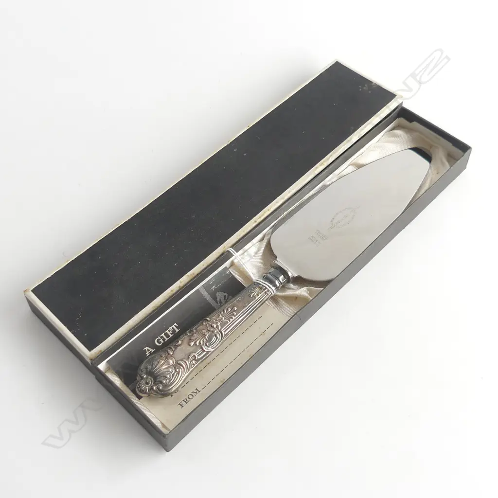 VINTAGE BOXED KINGS PATTERN CAKE SLICE STG SILVER HANDLE PURCELL Image 1++