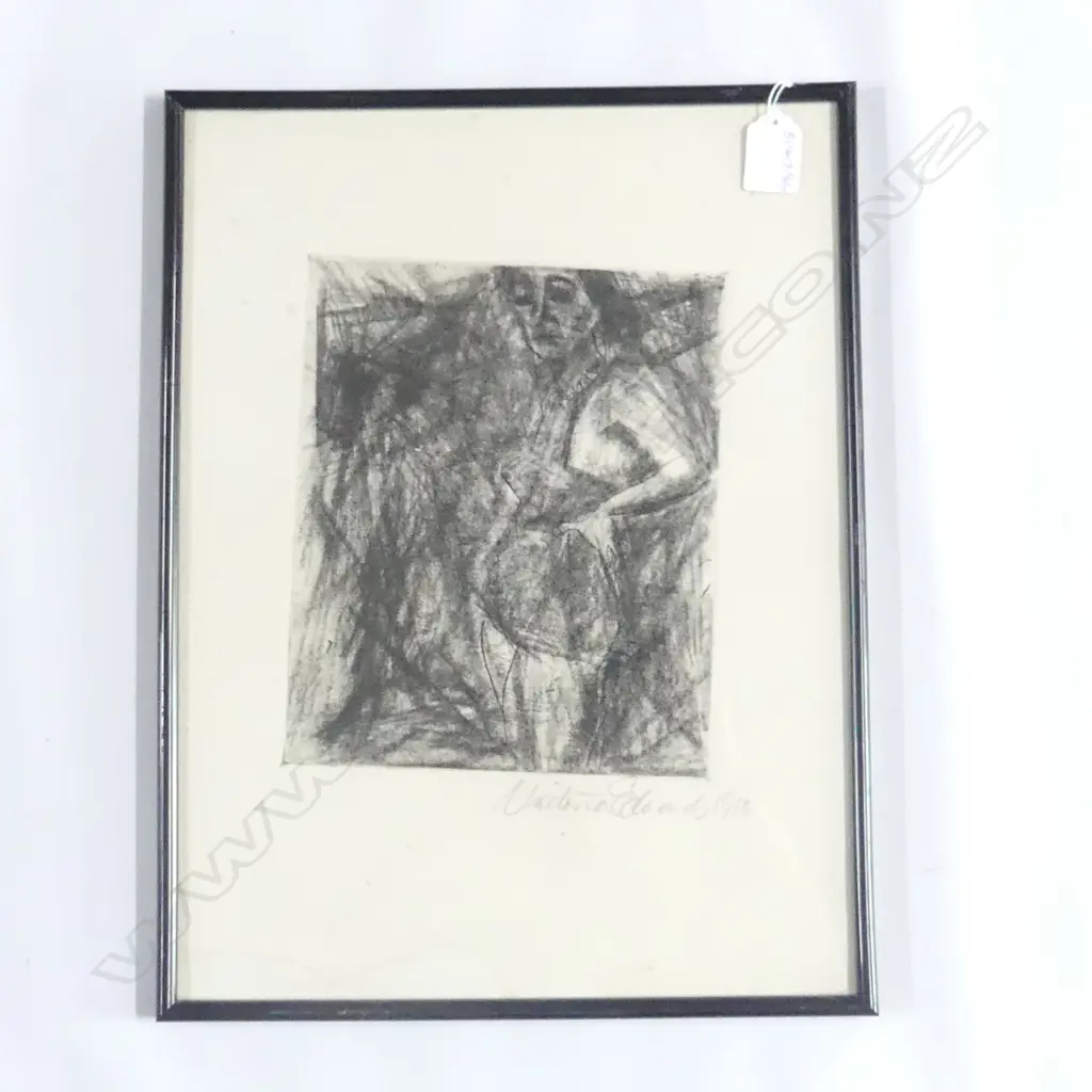 EDWARDS, Victoria (NZ 1948-), Woman in Bathing Suit, Charcoal, signed, 220mm x 180mm Image 1++