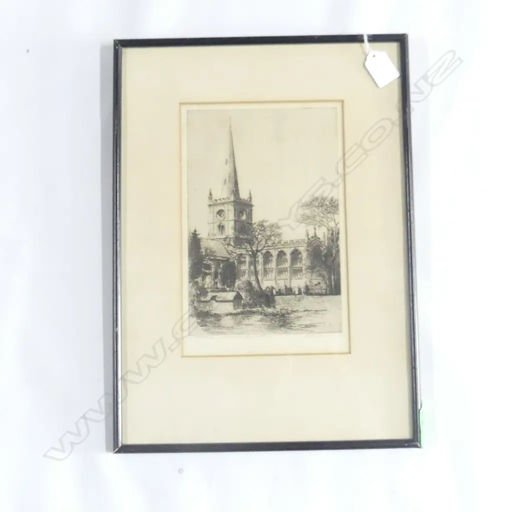 UNKNOWN Artist (UK A49), Where Shakespeare Sleeps...', 19thC Engraving, signed (illegible), 230mm x 15 Image 1++