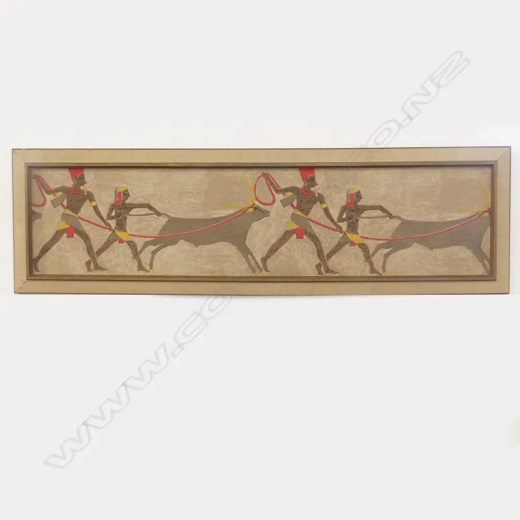 LARGE ACRYLIC ON BOARD, EGYPTIAN HIEROGLYPHS, 1190 X 270MM Image 1++