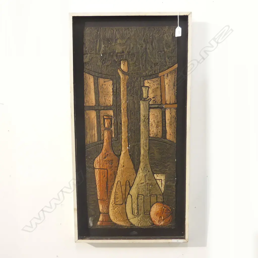 MIXED MEDIA - ABSTRACT BOTTLES, SIGNED 360 X 860MM Image 1++
