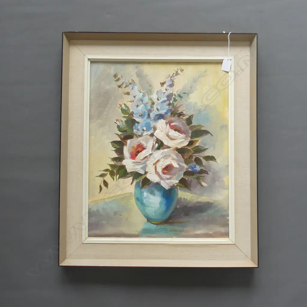 FLORENCE LUXFORD (NZ) 'FLORAL STILL LIFE' OIL ON CANVAS BOARD, SIGNED. 495 X 390MM Image 1++